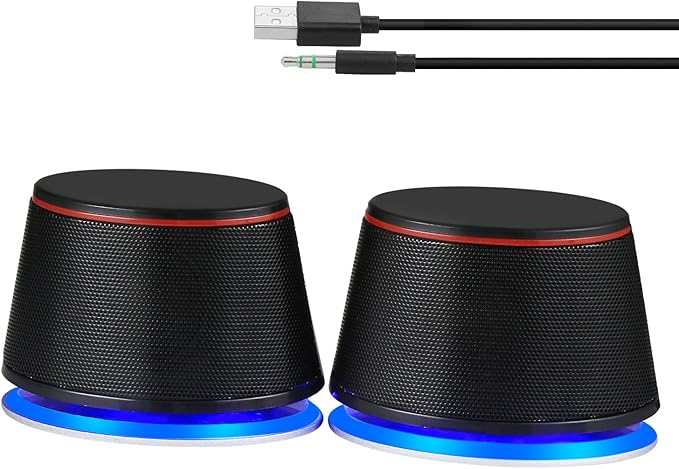 Sanyun SW102 Computer Speakers, 5Wx2, Deep Bass from Compact Cabinet, Stereo 2.0 USB Powered 3.5mm Aux Multimedia Speakers, Built-in Passive Bass Radiators, PC Laptop Desktop Speakers, Black