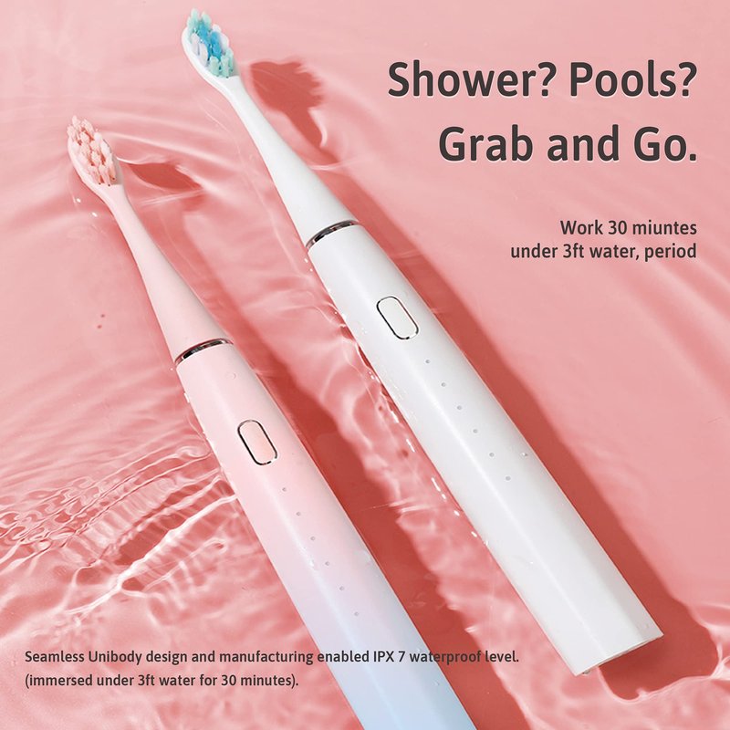 Oday N9000 Sonic Electric Toothbrush, 90% End-Rounding, 10 YR Warranty, 2,000 mAh Battery (180 Days), IPX7 Waterproof, 43,000 VPM (2nd Gen. 3S Sonic Motor), 5 Modes with Smart Timer, 6 Brush Heads