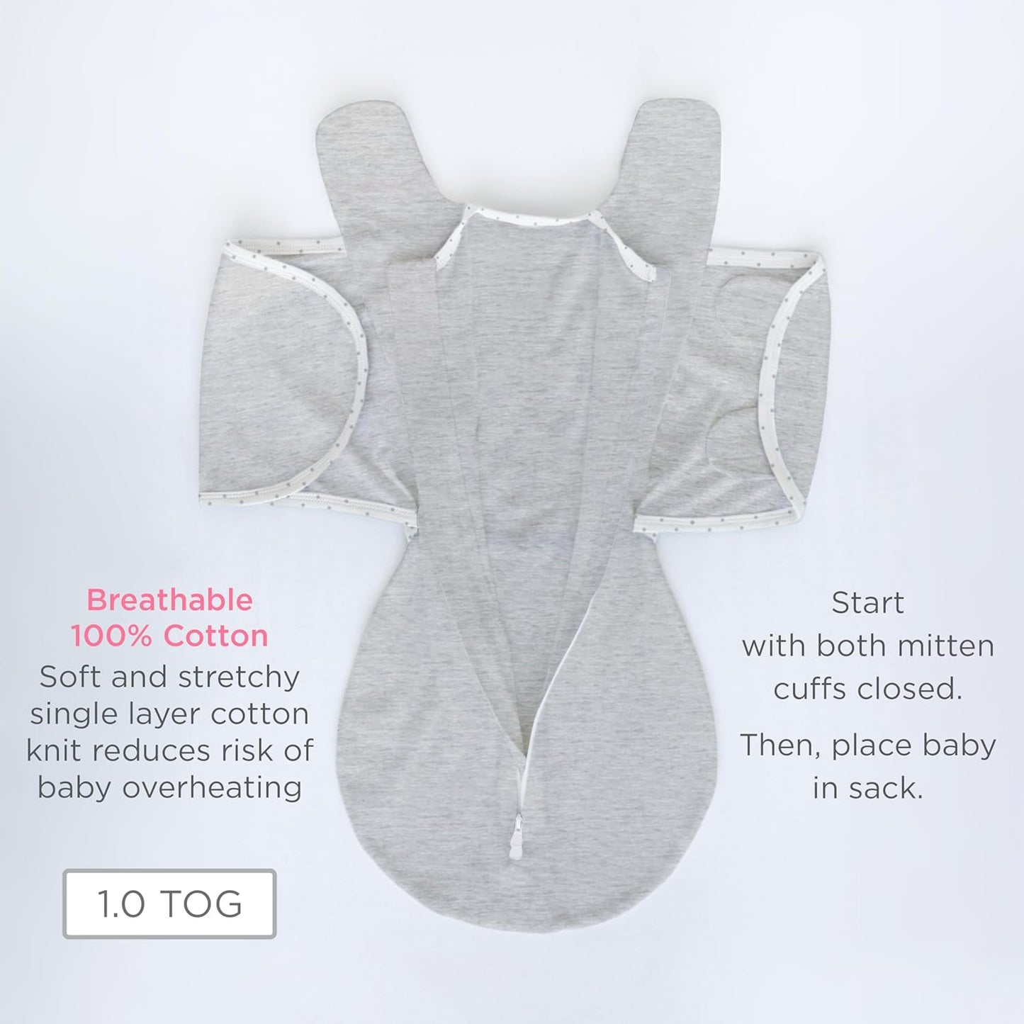 SwaddleDesigns 6-Way Omni Swaddle Sack - Arms Up Design for Newborns | Enhances Sleep, Small, 0-3 Months, Heathered Gray