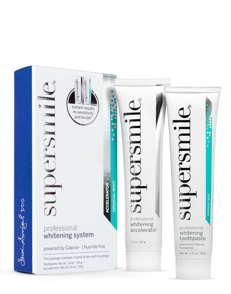 Supersmile Fluoride-Free Whitening System â 1.4oz Professional Grade Whitening Toothpaste & 1.2oz Accelerator â Whitens up to 6 Shades & Strengthens Enamel