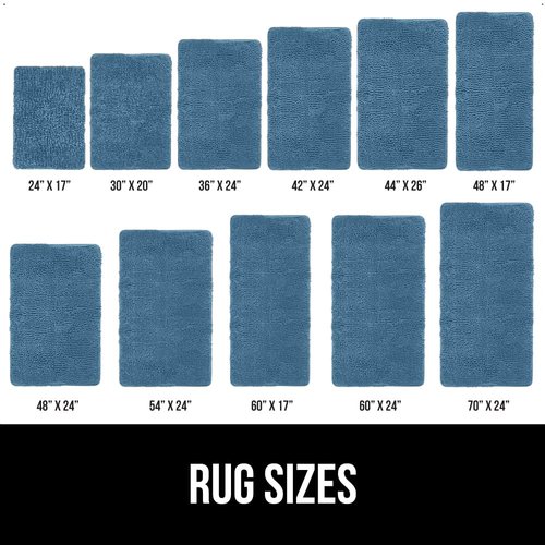 GORILLA GRIP Bath Rug Mat 70x24, Thick Soft Absorbent Chenille, Quick Dry Microfiber Mats, Rubber Backing Washable Shower Floor Rugs, Bathmat Runner, US Designed Bathroom Home Decor Accessories Blue