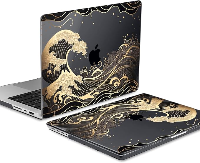 DONGKE Compatible with MacBook Pro 16 Inch Case (2026-2021 Release, M5 M4 M3 M2 M1 Pro/Max Chip), Plastic Hard Shell Cover with Keyboard Cover & Screen Protector for MacBook Pro 16", Golden Wave