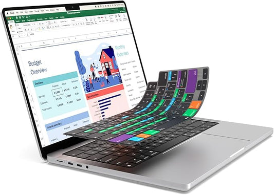 JCPal Microsoft Excel Shortcut Guide Keyboard Cover for Apple MacBook Pro 14 inch / 16 inch (M1–M5), MacBook Air 13 inch / 15 inch (M2–M5) and MacBook Neo (US–Layout)