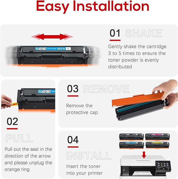 Jeostarky 067 067H Toner Cartridge High Yield Compatible for Canon 067 067H Color ImageCLASS LBP632Cdw LBP633Cdw MF653Cdw MF654Cdw MF656Cdw Printer (4 Pack), Black, CT067