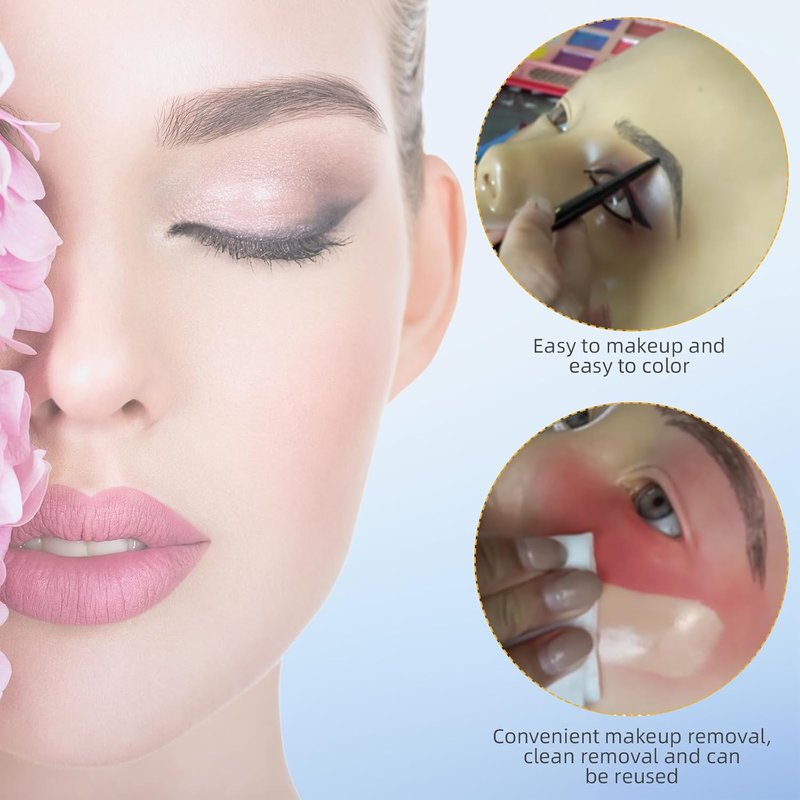 Silicone Makeup Practice Face Board - 5D Reusable Training Model for Beginners | Ideal for Eyeshadow Techniques
