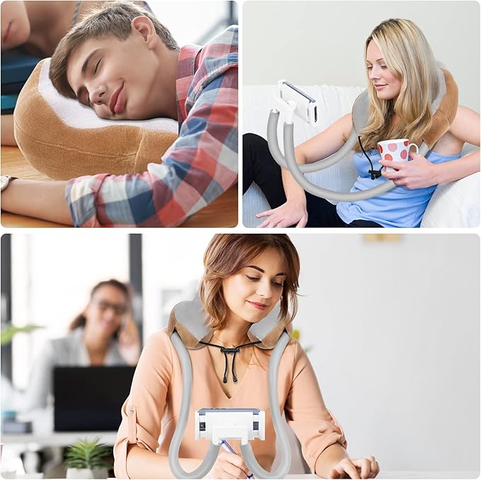 MoKo Neck Phone Holder, Lazy Gooseneck Phone Pillow Holder Bracket, 360°Rotate Phone Tablet Stand for 5.5-11" Device, fits iPhone 17/17 Air/17 Pro/17 Pro Max, iPhone 16/Pro/Pro Max/Plus, iPhone 15/Pro