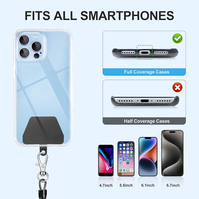 SHANSHUI Phone Lanyard, Cell Phone Tether Pads Anti Theft Strap Leash Compatible with iPhone & All Smartphones in Full-cover Cases Outdoor Accessory for Cycling, Fishing, Climbing, Skiing, Hiking