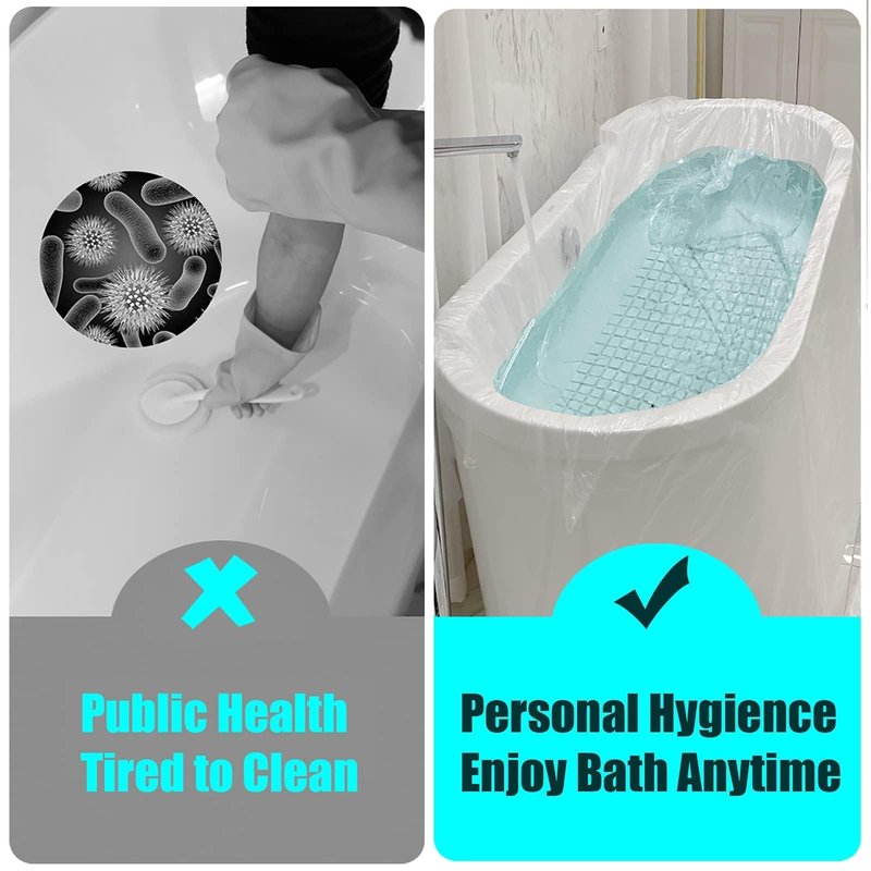 Disposable Bathtub Cover 24 Pcs, Large Plastic Bathtub Liner Bag for Travel and Household, Bath Film Bag for Bath Tub (102x47 inch)