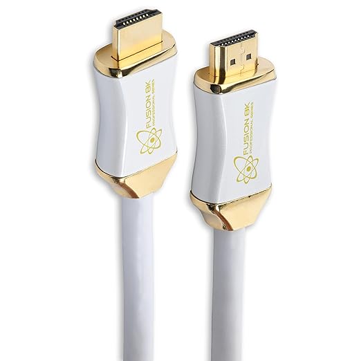 Fusion8K White HDMI 2.1 Cable 15 Feet - Certified 48Gbps 8K@60Hz 4K@120Hz 10K | HDR Dolby Vision eARC | Braided Cord for PS5 Xbox Series X Apple TV 4K