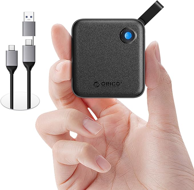 ORICO Portable SSD 512 GB with 2 in 1 USB C Cable, External Solid State Drives, Up to 460MB/s, Status Indicator, Reliable Storage for USB-C Smartphone, Tablet, PC - B5PLUS