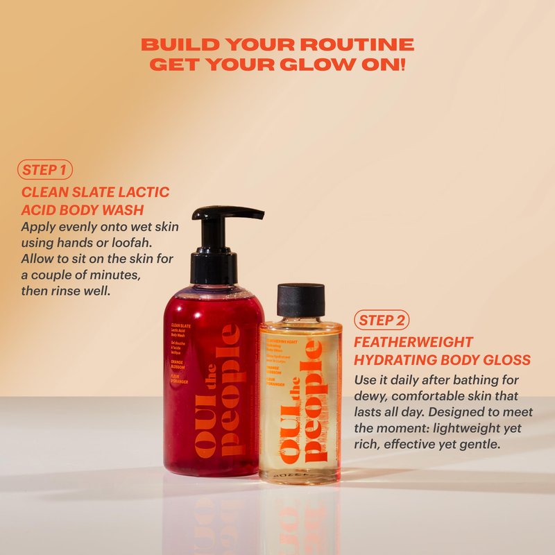 OUI the People CLEAN SLATE Lactic Acid Body Wash, AHA Body Wash, Glycolic & Lactic Acid Serum & Face Cleanser, Gentle Exfoliation & Face Moisturizer for Smoother Texture and Even Skin Tone, 8.4 oz