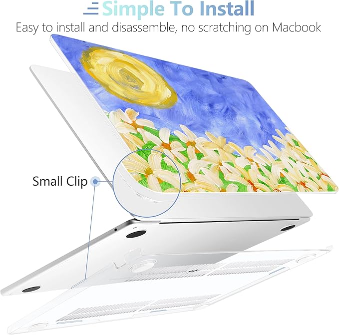 MEEgoodo Case for M5/M4/M3/M2 MacBook Air 13.6 inch Case 2026 2025 2024 2022, Fit Model A3449/A3240/A3113/A2681, Laptop Hard Shell Compatible with MacBook Air 13 inch, Summer Flowers