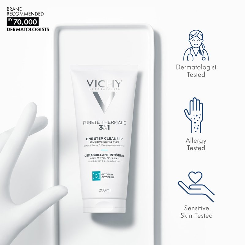 VICHY Pureté Thermale One Step Cleanser for Sensitive Skin, 6.7 Fl. Oz