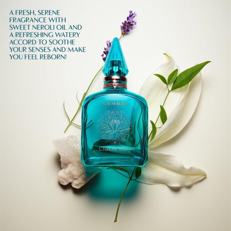 Charlotte Tilbury Calm Bliss Eau De Parfum - Pheromone Enhancing Floral Perfume Enriched with Naturally-Derived Oils - Long-Lasting Scent with Notes of Neroli Oil, Watery Accord & Lavandin Oil (10ml)