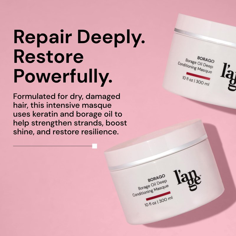 L'ANGE HAIR Borago Deep Conditioning Hair Mask for Damaged Hair | Moisturizing Deep Conditioner Mask | Borage Oil & Keratin Hair Treatment | Soft, Shiny & Frizz-Free | Sulfate & Paraben Free | 10 oz