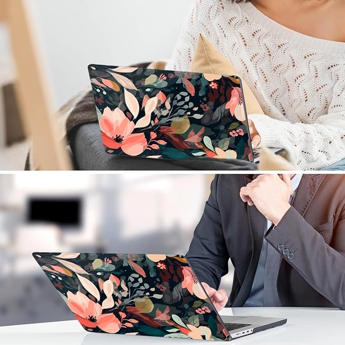 DONGKE Compatible with MacBook Pro 16 Inch Case (2026-2021 Release, M5 M4 M3 M2 M1 Pro/Max Chip), Plastic Hard Shell Cover with Keyboard Cover & Screen Protector for MacBook Pro 16", Painted Florals