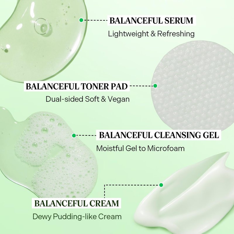 Torriden BALANCEFUL Cica Trial Kit, 5D Cica Infused Daily Skincare Kit - 4 Step Regimen with Cleansing Gel, Toner Pad, Serum, and Cream | Travel Essential | Korean Skin Care Set