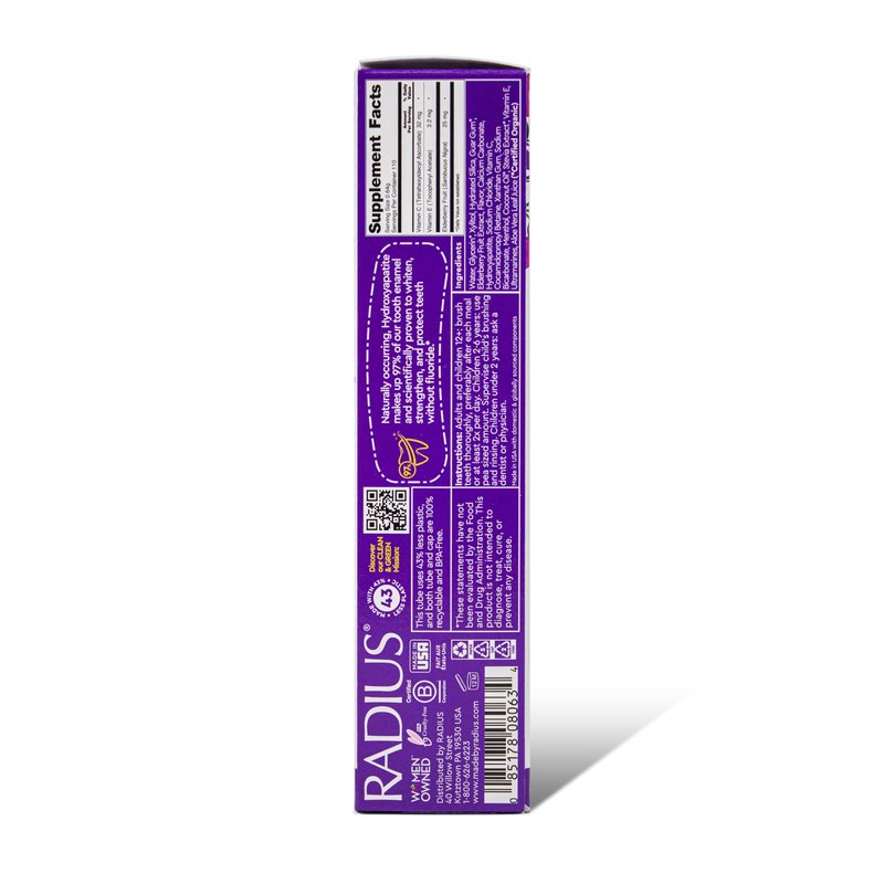 Radius Kids Super Duper Immunity Power Toothpaste 2.5 Oz - Super Duper Bubble Berry Mint - Pack of 3