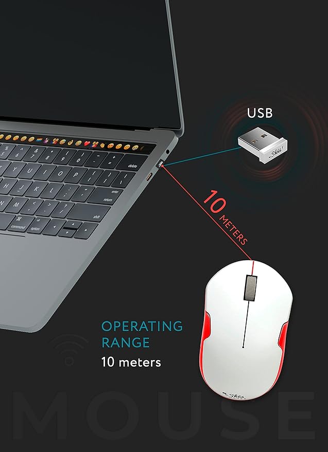 SHHHMOUSE – Wireless Silent Optical Mouse with USB Receiver and Batteries – Cordless, Portable, Quiet Click Mouse for PC, Laptop, Chromebook, Computer