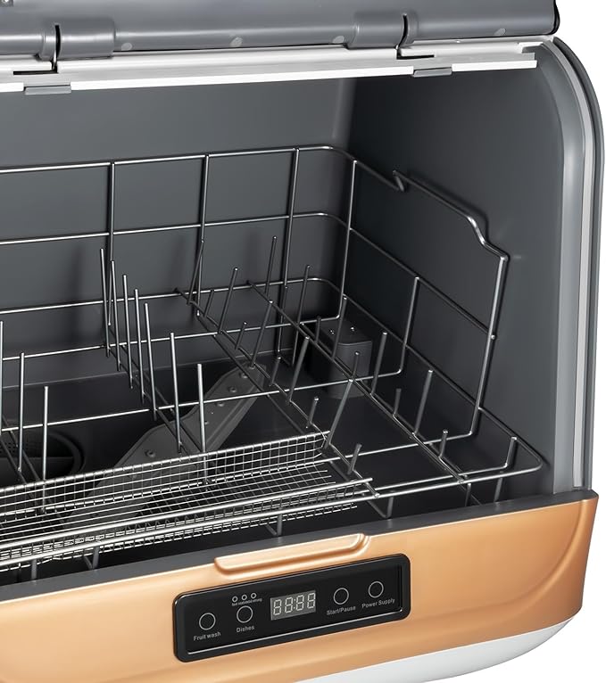 Portable Countertop Dishwashers, 800W 3-In-1 12-20 Pieces Desktop Non Installation Dishwasher Compact Dishwasher Household Mini Dishwashers w/360° Spray Arms for Home Small Apartments RVs