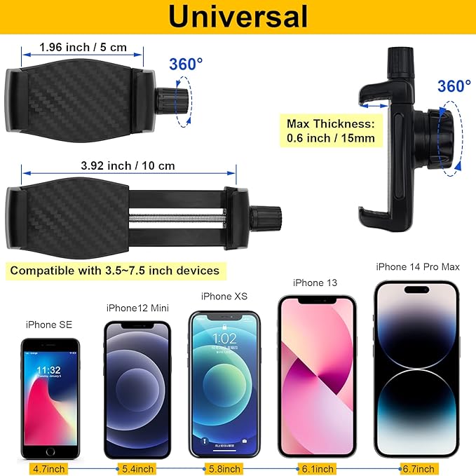 Mippko Clamp Phone Stand Holder for Guitar Head/Desk/Table/Glass/Baffle/Easel,Guitar Head Phone Mount,360°Adjustable Aluminium Alloy Arm Compatible with iPhone/Nexus/HTC/LG/Huawei/Smart Phones