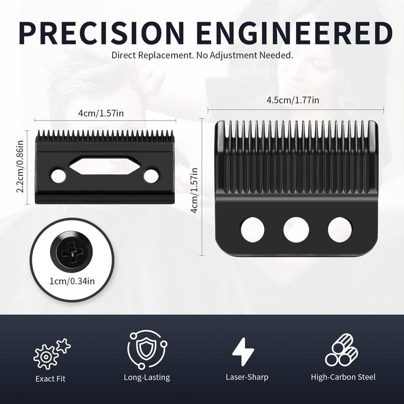 Professional 3 Hole Standard Clipper Replacement Blade Compatible with Wahl De*igner, Se*ior, Cordless De*igner, and Pilot clippers (Black) (2 Pack)
