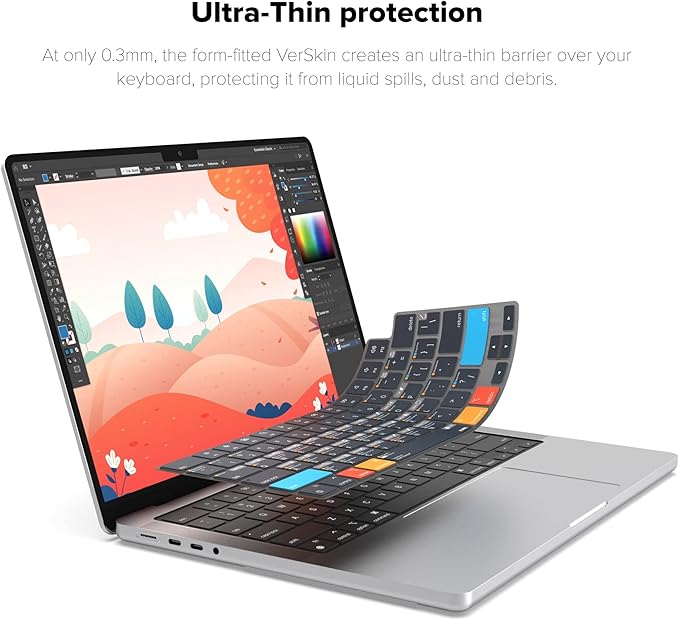 JCPal Adobe Illustrator Shortcut Guide Keyboard Cover for Apple MacBook Pro 14 inch / 16 inch (M1–M5), MacBook Air 13 inch / 15 inch (M2–M5) and MacBook Neo (US–Layout)