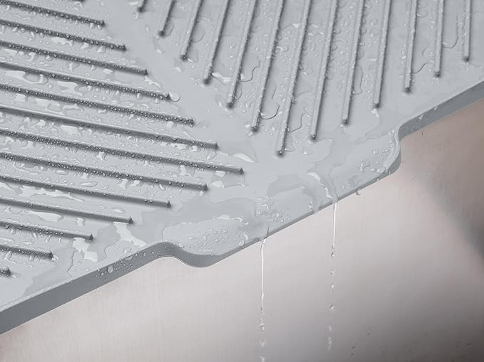WeatherTech DishMat Drain- 16" x 18" Drip Dry Hand-Washed Dish Drying Mat, Pebble