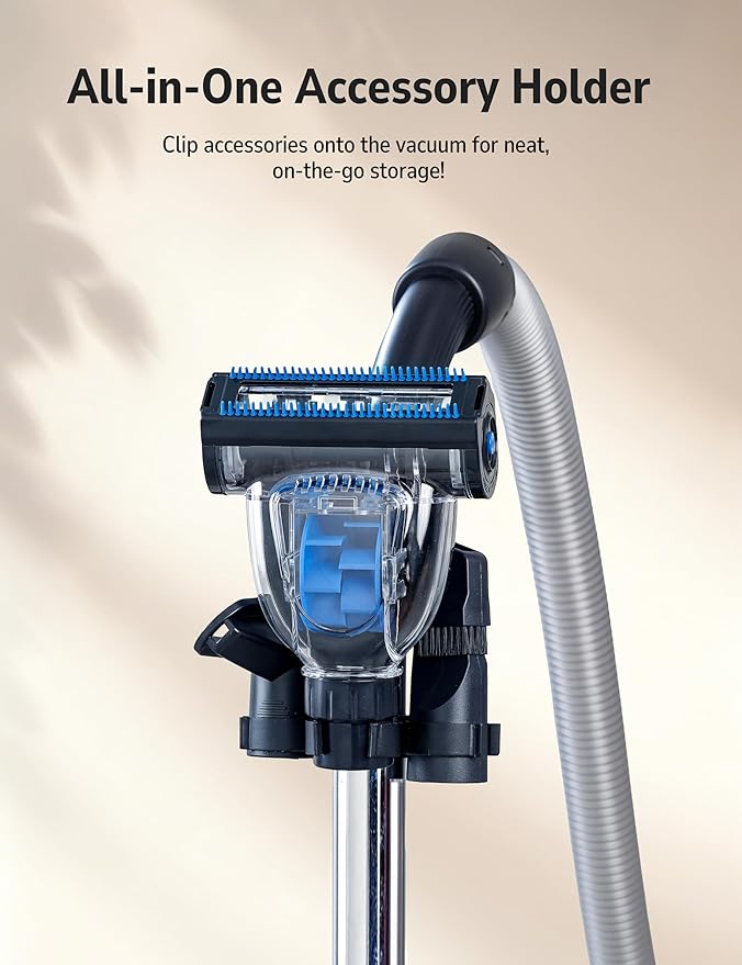 Aspiron 1700W Canister Vacuum Cleaner, 45Kpa Bagless Vacuum Cleaner, Multi-Cyclonic Filtration, 2 Anti-Allergen HEPA Filters, 3.5QT Dust Cup, 4 Tools, Corded Vacuum for Hard Floor, Pet Hair, Azure