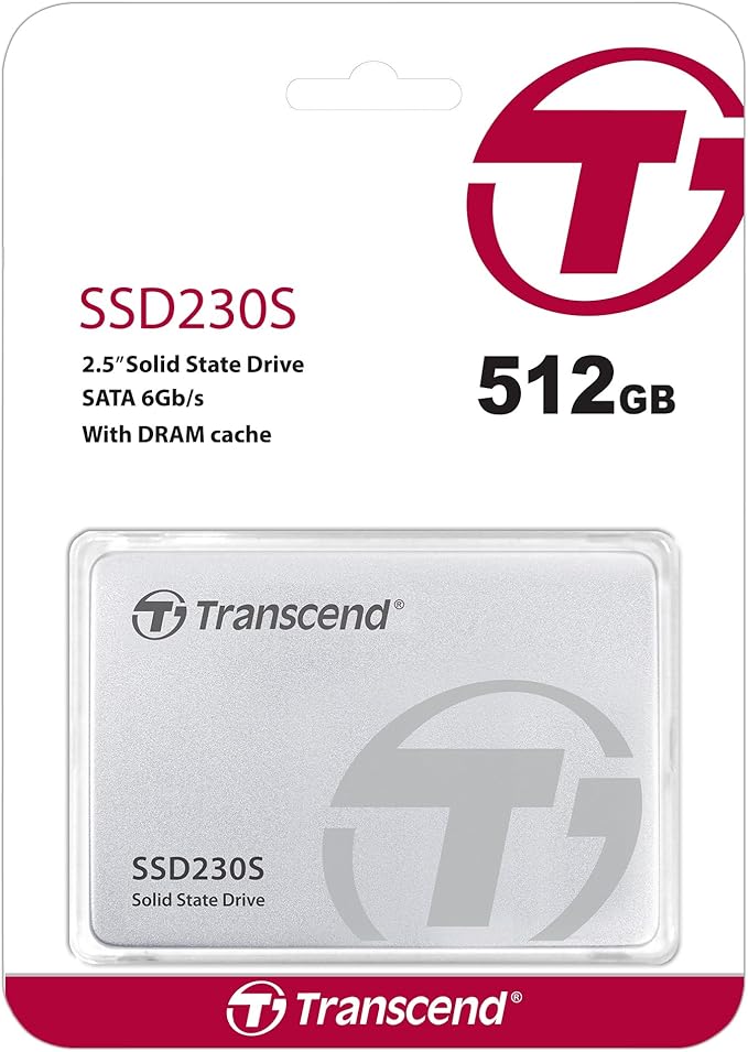 Transcend SSD230 512GB 2.5" SATA III 6Gb/s Internal SSD with DRAM, Up to 560MB/s, for PS4/ PCs/Laptops, Desktops/Notebooks, 3D TLC Internal Solid State Drive with SLC Cache, RAID Engine, LDPC Coding