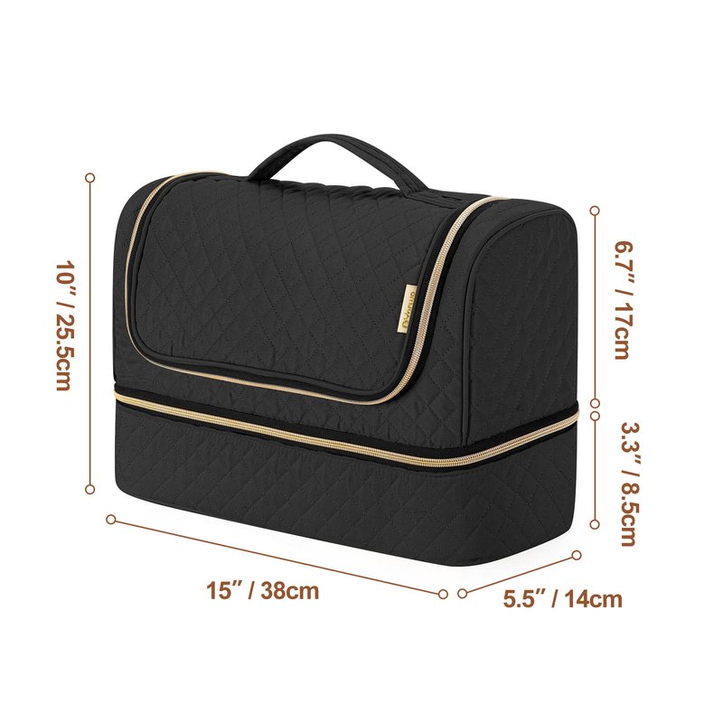 Yarwo Large Airwrap Storage Bag Compatible for FlexStyle Styling (HD 430/440), Double Layers Travel Case Box for Flexstyle/Airwrap and Hair Styler Attachments, Black (Bag Only)