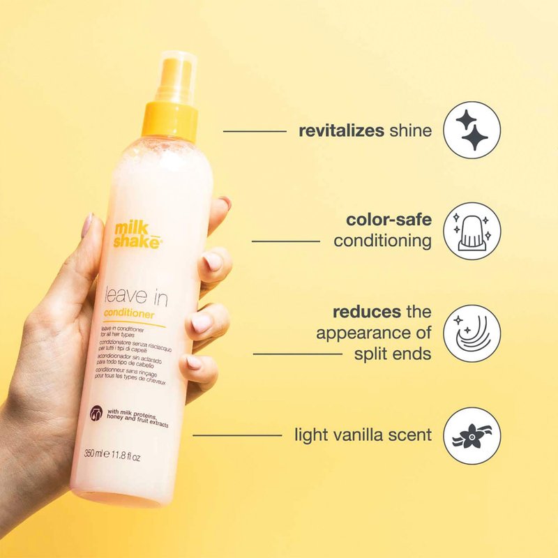 milk_shake leave-in conditioner for all hair types | softens, detangles & adds shine with milk proteins & honey | 2.5 Fl Oz