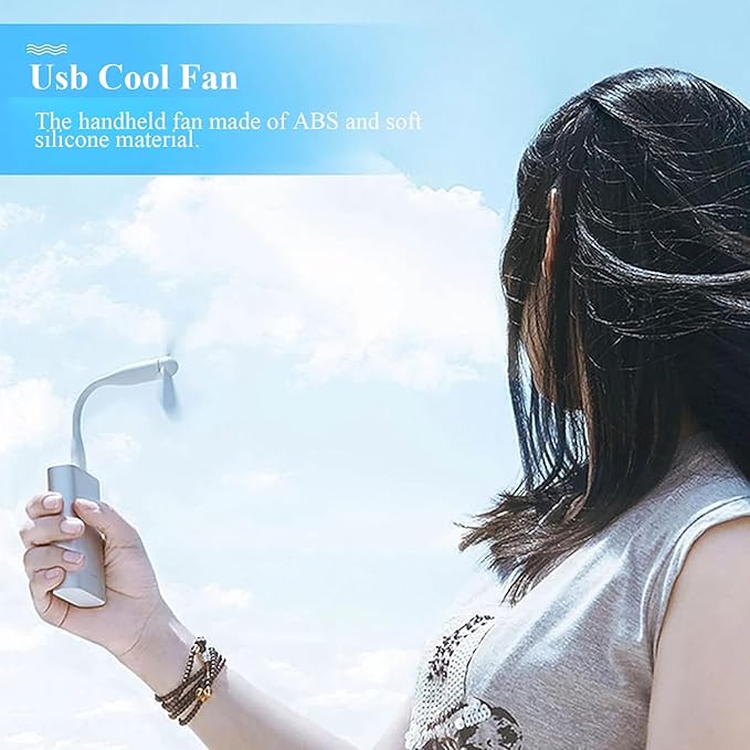 Soseelnee Mini USB Fan, Portable Pocket Fan USB-A Powered Little Cooler, Quiet Operation, for Home Office Car Outdoor Travel- 4 Pack (White)