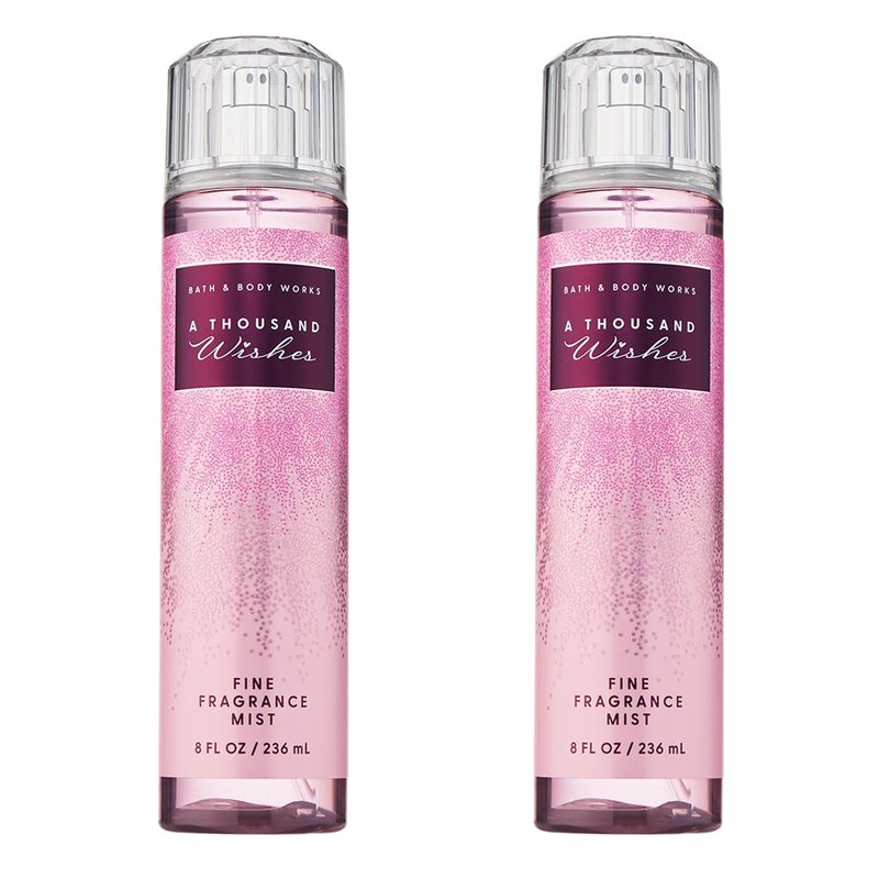 Bath & Body Works A Thousand Wishes Fine Fragrance Mist, Body Spray & Perfume for Women, Long-Lasting Personal Fragrance, Sparkling Prosecco & Peony Scent, 8 fl oz - 2 Pack