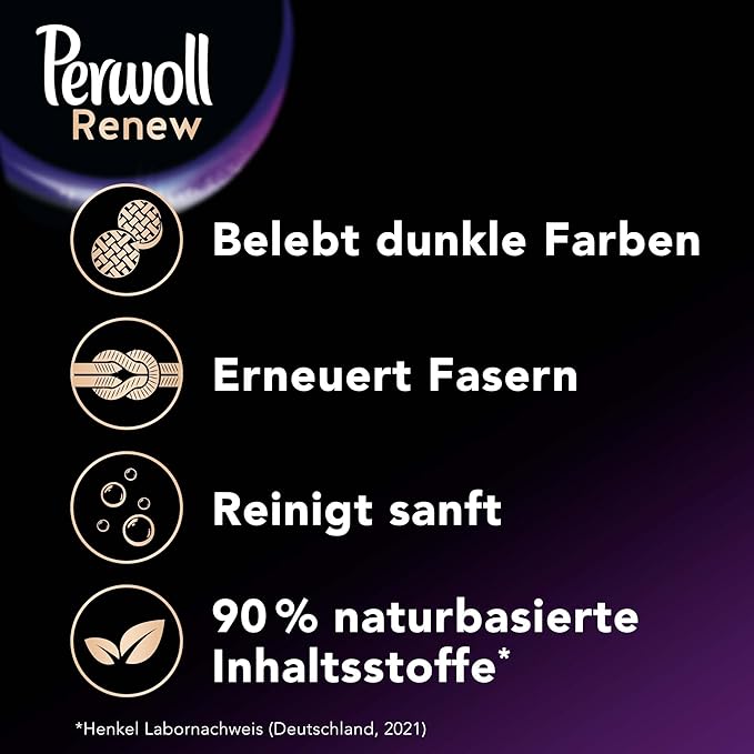 Perwoll Renew Black, Detergent For All Dark Colors, Strengthens Fibers and Improves Color (25 Washes)
