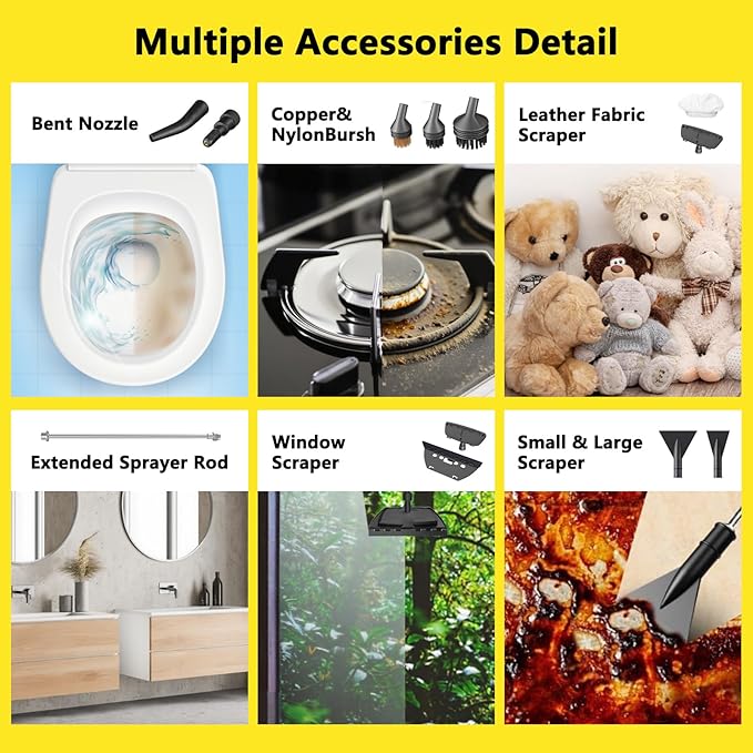 2026 New 3 Level Adjustable Pressurized Handheld Steam Cleaner for Home, 10s Heat-Up Handheld Steamer for Cleaning, 1.6 Qt Tank Portable Steam Cleaner Handheld for Car,Grout,Tile,Couch (beige)