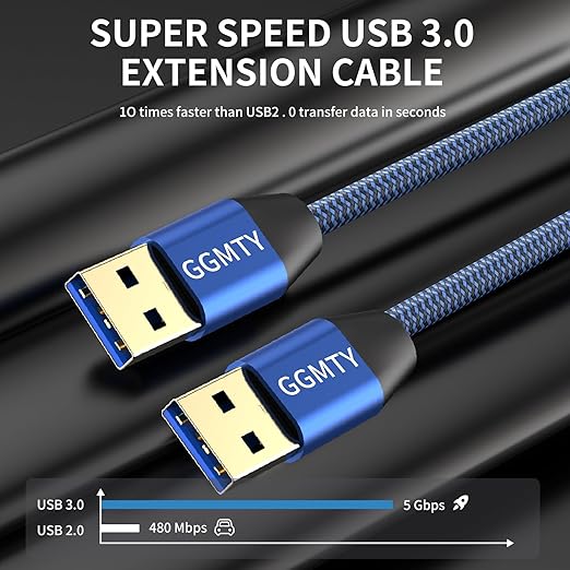 GGMTY USB to USB Cable 3FT(2 Package),Durable Braidedfor USB 3.0 Male to Male Type A to Type A Cable Data Transfer Compatible with Hard Drive, Laptop, DVD Player, TV, USB 3.0 Hub, Monitor, Camera