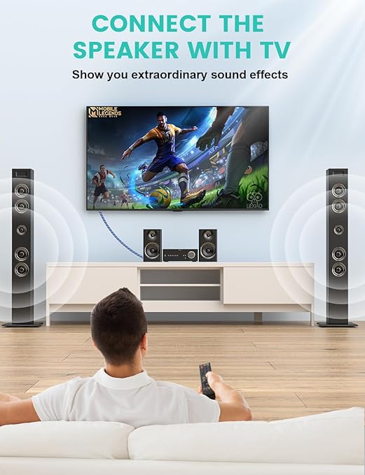 EMK Digital Optical Audio Cable 26Feet/8M Fiber Optical Toslink Cable SPDIF Audio Cable Male to Male Cord for Home Theater, Sound Bar, TV, PS4, Xbox, PlayStation & More