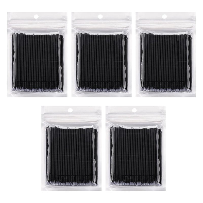 Disposable Micro Applicator Brushes - 500 Pcs Micro Swabs for Eyelash Extensions | Black Mascara Wands