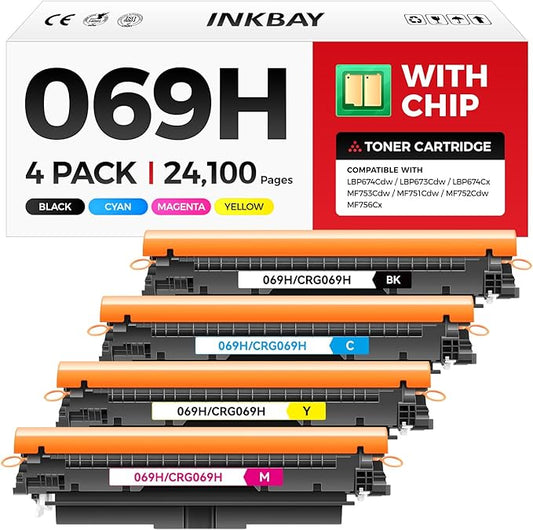 069h Toner Cartridge Set Replacement for Canon 069h 069 Work for Canon Color ImageCLASS MF753Cdw MF751Cdw LBP674Cdw LBP674C MF750C Series Printer - Black Cyan Magenta Yellow