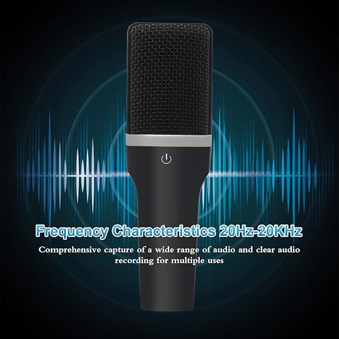YOTOMIGUO USB Gaming Microphone, Condenser Microphone, Podcast Microphone for PC, Plug & Play, Cardioid Polar Pattern, One-Touch Mute, for Streaming, Podcast, YouTube Videos