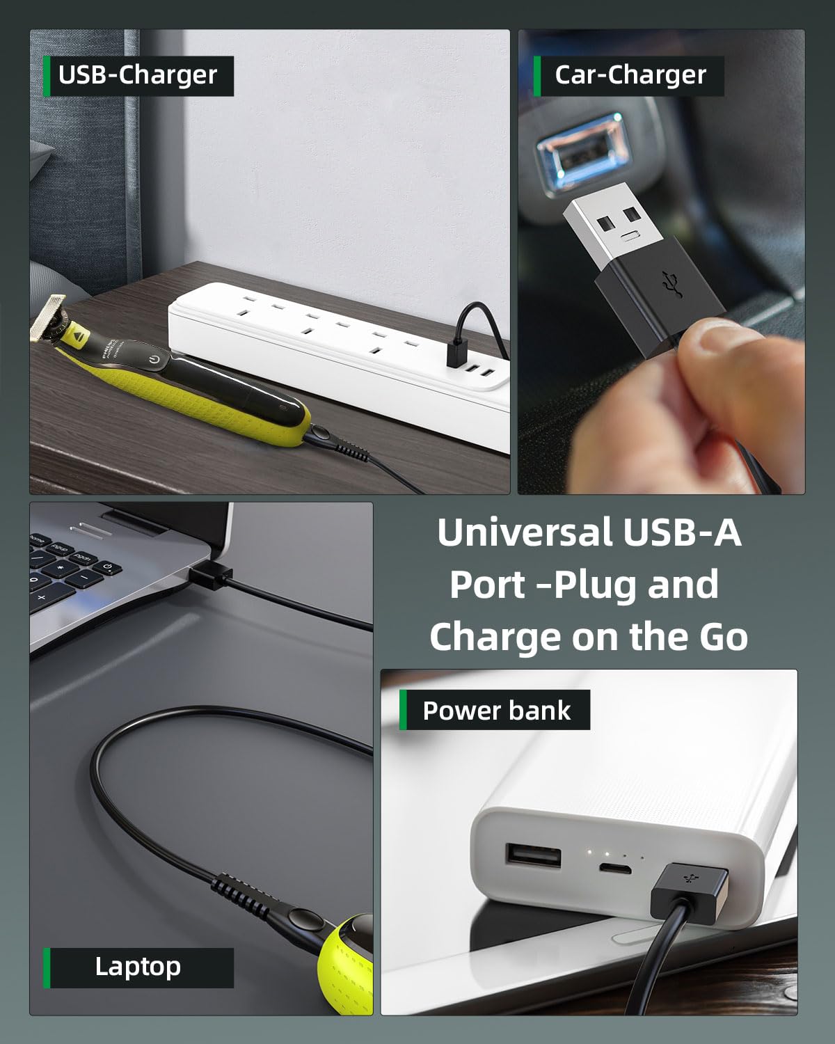 Superer 5V USB Charger Cord Fit for Philips Norelco One Blade 360 Newer Model QP2724 QP2834 QP1924 QP4631 QP6542 QP4530, MG7910 MG5910 MG9510 MG9525, X3001 S3341 X3052, for Phillips Power Shaver Cable