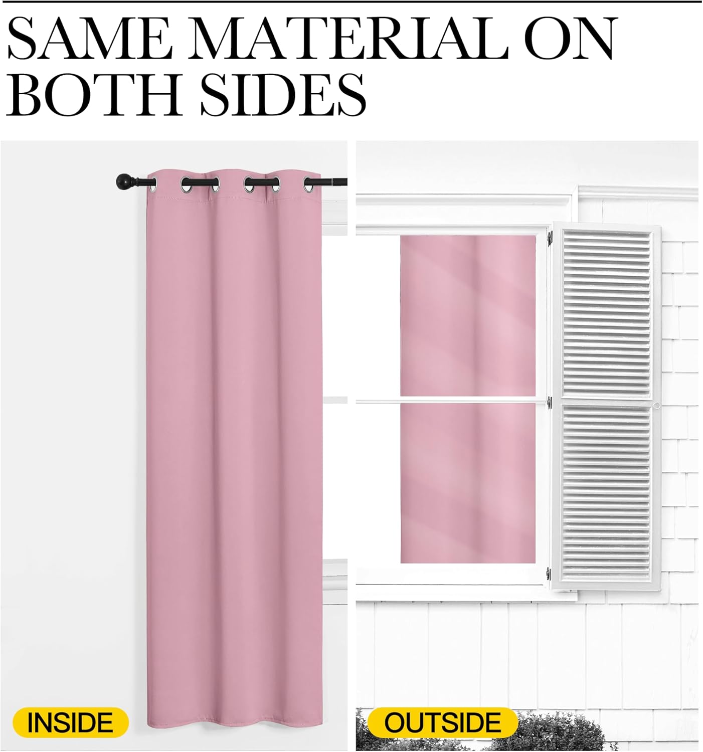 NICETOWN Blackout Curtains for Patio Glass Doors - Privacy Panel Drapes, Crystal Pink, 42" x 90" (1 Pair)