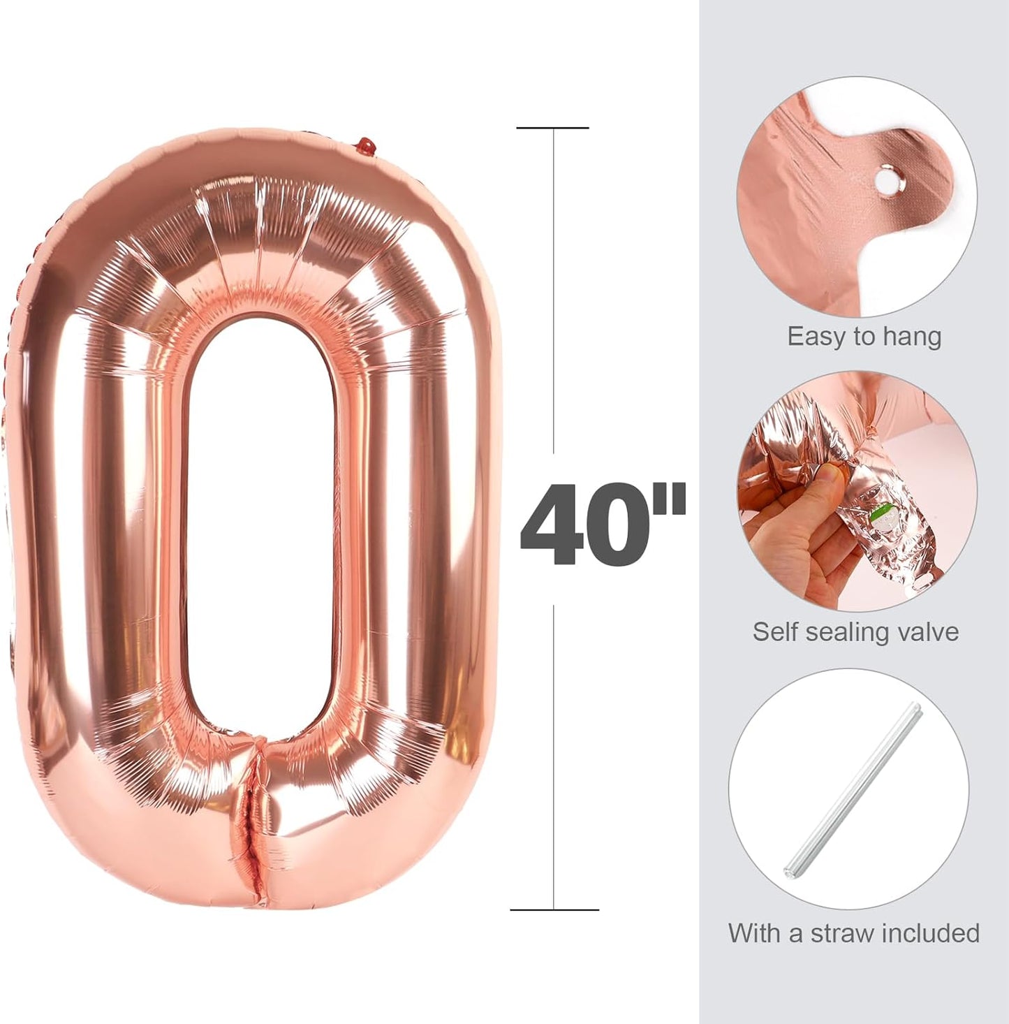 Rose Gold 40-Inch Number Balloons by [Brand Name] - Perfect for 13th Birthday, Weddings & Graduations