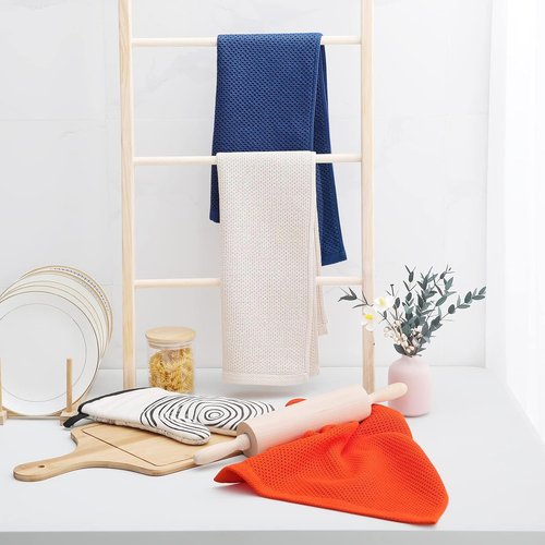 Homaxy 100% Cotton Kitchen Dish Towels - Ultra Soft, Absorbent & Quick Drying | 13 x 28 Inches, Navy Blue, 18-Pack