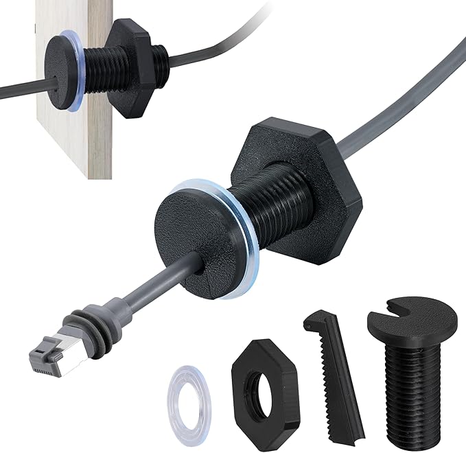 Dikiwodark 2Pcs RV Cable Passthrough for Starlink mini, RV Cable Grommet Compatible with Starlink, Ethernet, Coax, Water-Resistant and Anti-Drop RV Cable Routing(Black)