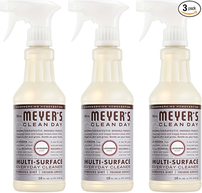 MRS. MEYER'S CLEAN DAY Multi-Surface Everyday Cleaner, Cruelty Free Formula, Lavender Scent, 16 oz- Pack of 3