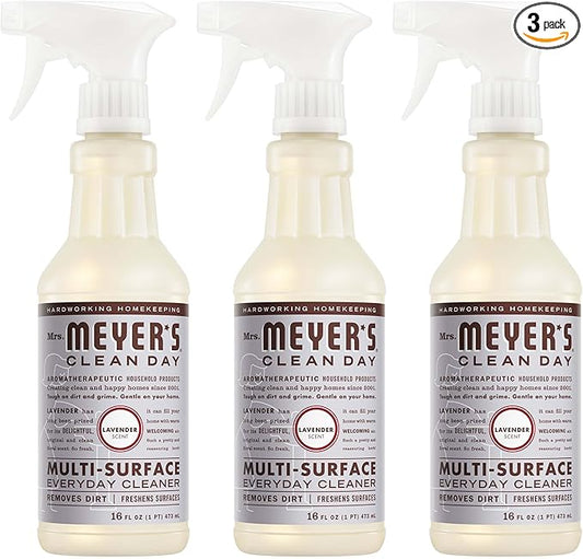 MRS. MEYER'S CLEAN DAY Multi-Surface Everyday Cleaner, Cruelty Free Formula, Lavender Scent, 16 oz- Pack of 3
