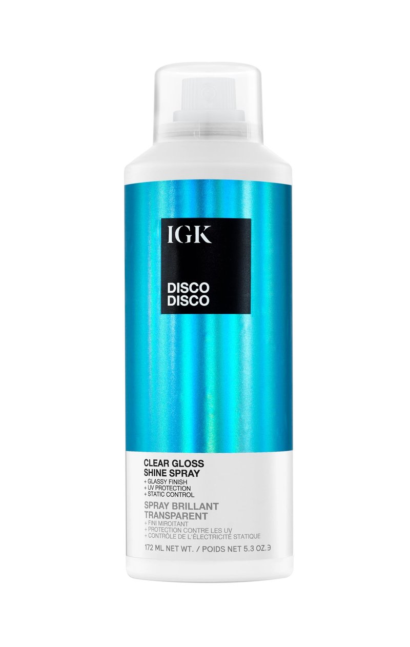 IGK Disco Disco Clear Gloss Shine Spray | Weightless Glassy Shine with a Soft Non-Greasy Finish | UV Protection Finishing Spray | 5.3 Oz