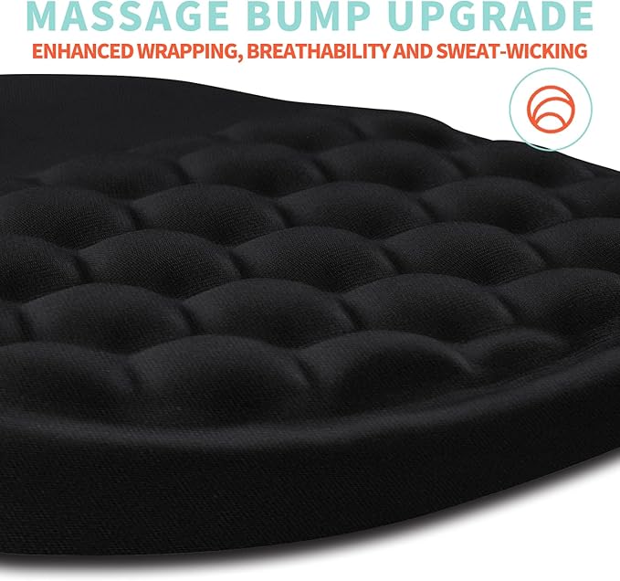 Kuosgm Ergonomic Mouse Pad Wrist Support with Memory Foam Massage Bulge, Carpal Tunnel Pain Relief Mousepad Wrist Rest for Mouse(12x8 inch, Black)